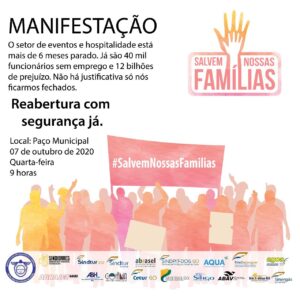 Com 15bi de prejuízo setor de eventos e hospitalidade realiza manifestação nesta quarta-feira